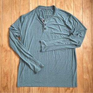 Free Fly Henley Shirt Mens XL Heatherd Teal Lightweight Long Sleeve Fishing